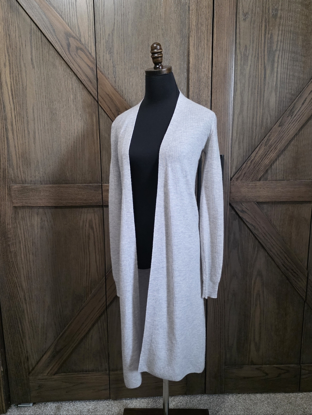Theory Cashmere Heather Gray Longline Open Cardigan